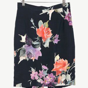 Dolce & Gabbana Black Floral Silk Pencil Skirt